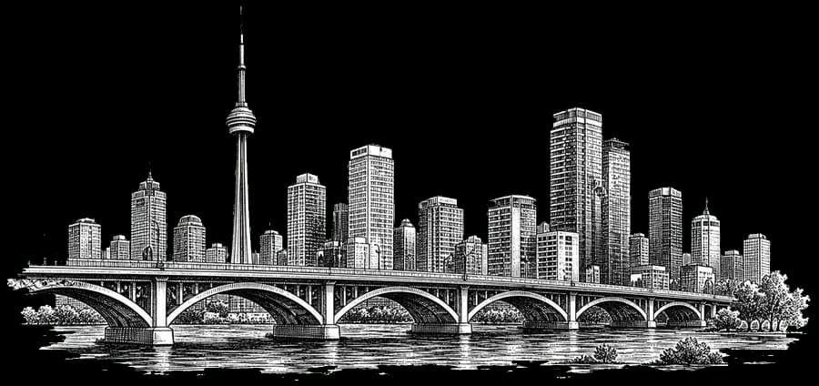 Toronto skyline and bridge for private mortgage investment opportunities