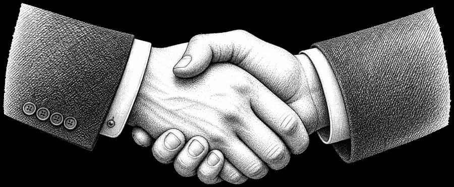 Business partners formalizing a real estate financing referral